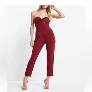 Express Red Jumpsuit with Removable Puff Sleeves, Size 12, New With Tags NWT